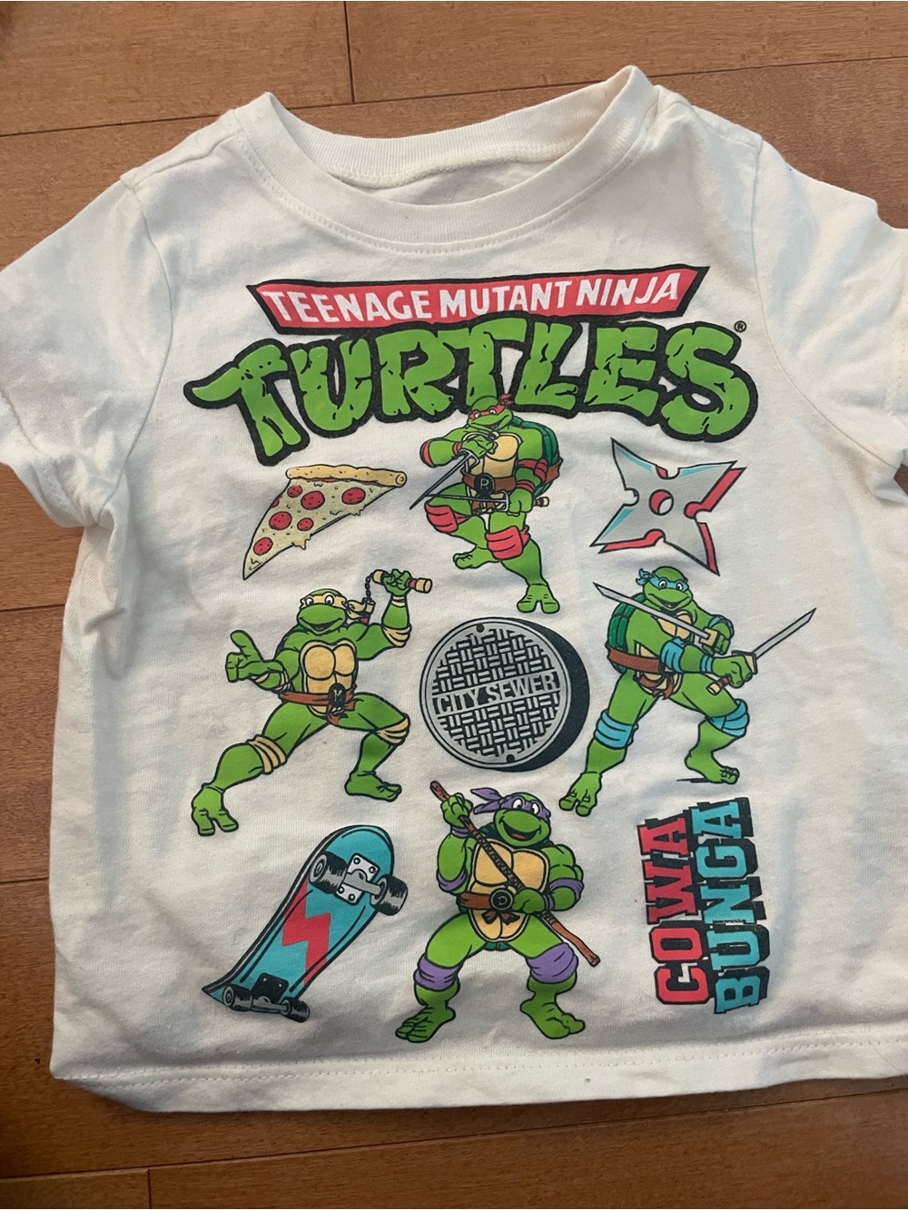 Nickelodeon Teenage Mutant Ninja Turtles White Tee with Green Characters